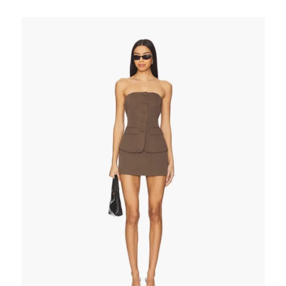 SET - All The Ways Brown Strapless Skirt Set